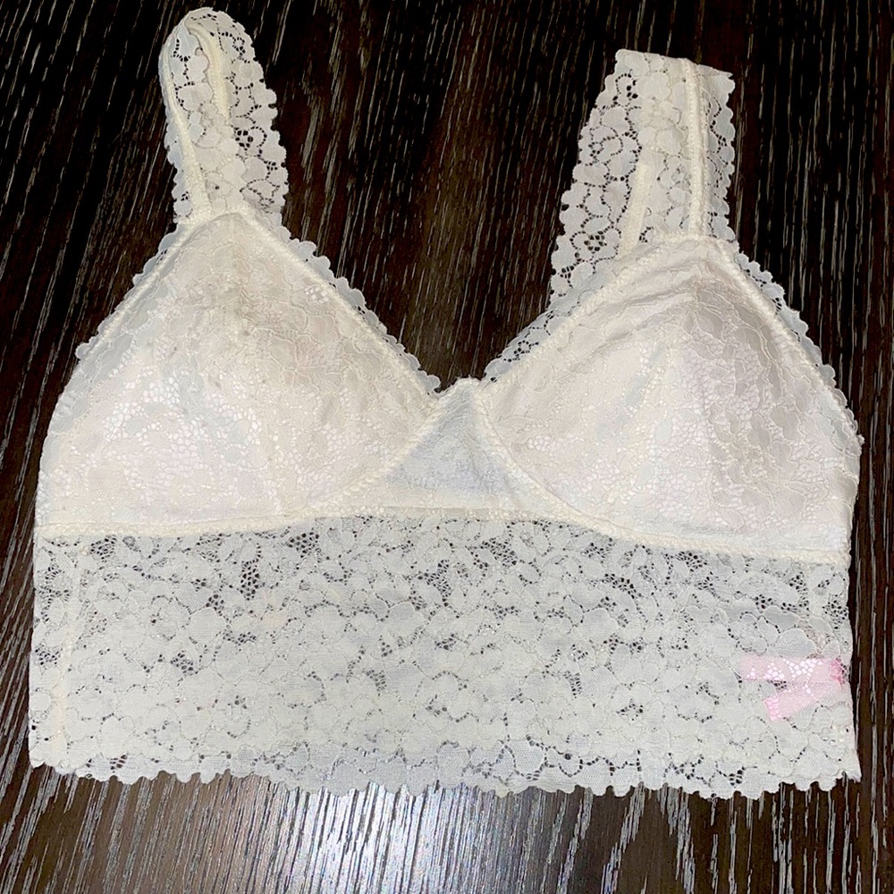 White vintage lace under the jacket or blazer top
